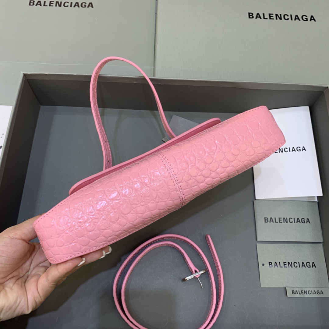 Balenciaga XX Small Flap Bag Crocodile Embossed Pink